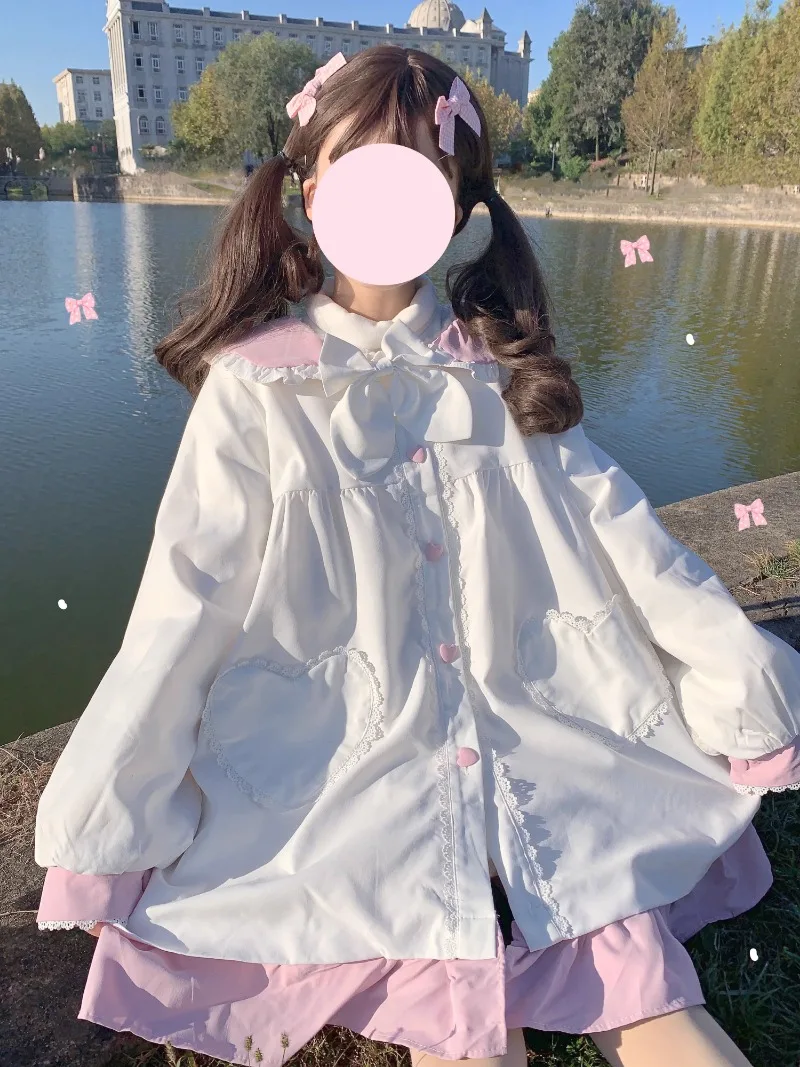 Japanese Style Soft Girl Lolita All-Matching Cotton-Padded Jacket Fleece-lined Thickened Small Furry Overcoat Coat Winter Parkas