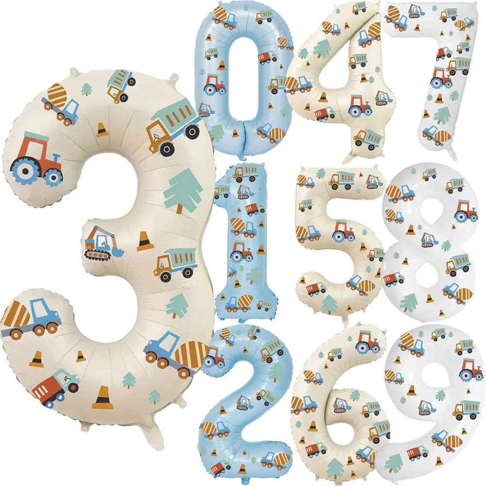 Ballons numériques en aluminium de 32 pouces avec autocollants pour véhicules de Construction, 0-9 pour fête d'anniversaire, décoration de maison, remise de diplôme/Halloween/