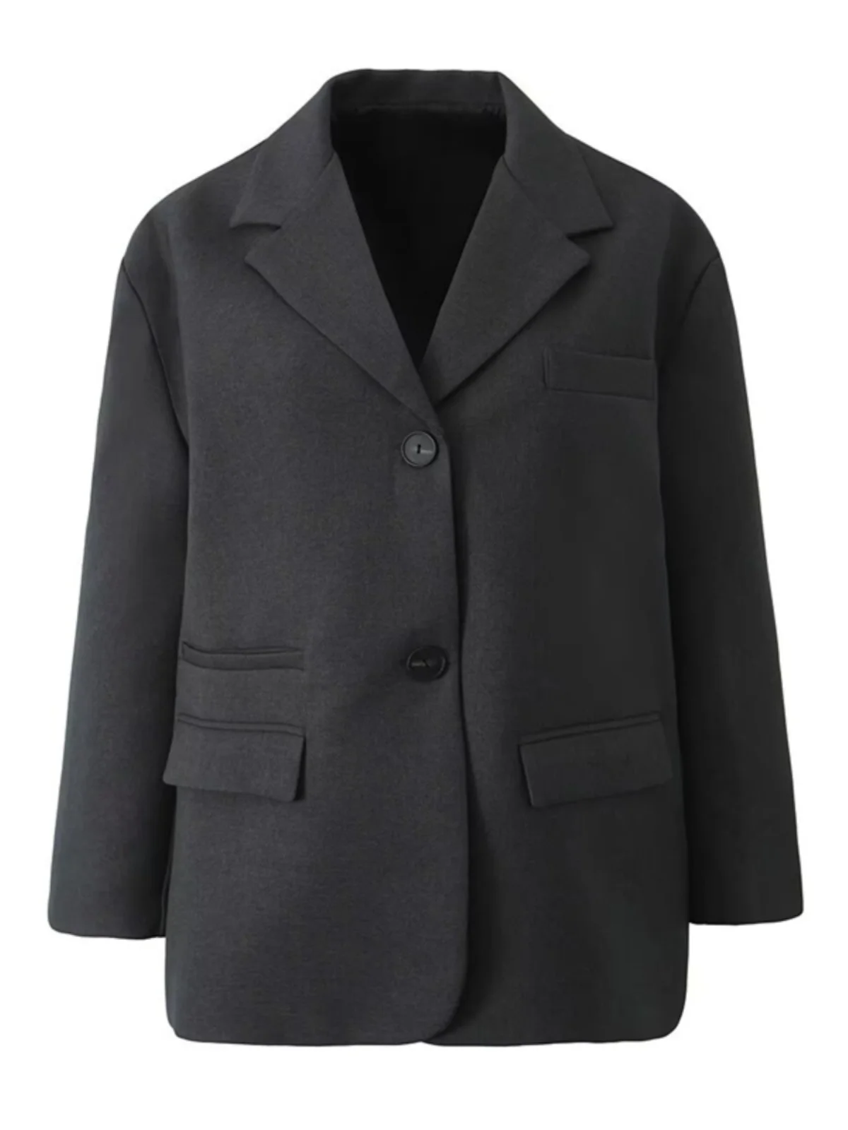 Boyfriend Sle كبيرة الحجم عادية بسيطة صورة ظلية البدلة Jaet خمر التخسيس لحام الشارع الشهير معطف طويل Sve ميدي