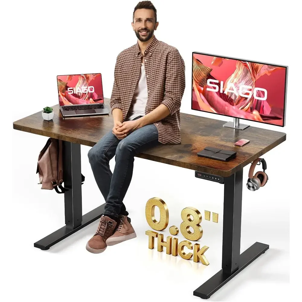 Electric Standing Desk Adjustable - 48 x 24 Inch Sit Stand up Desk with 0.8 Inch Thick Tabletop - Adjustable Height Table with 3