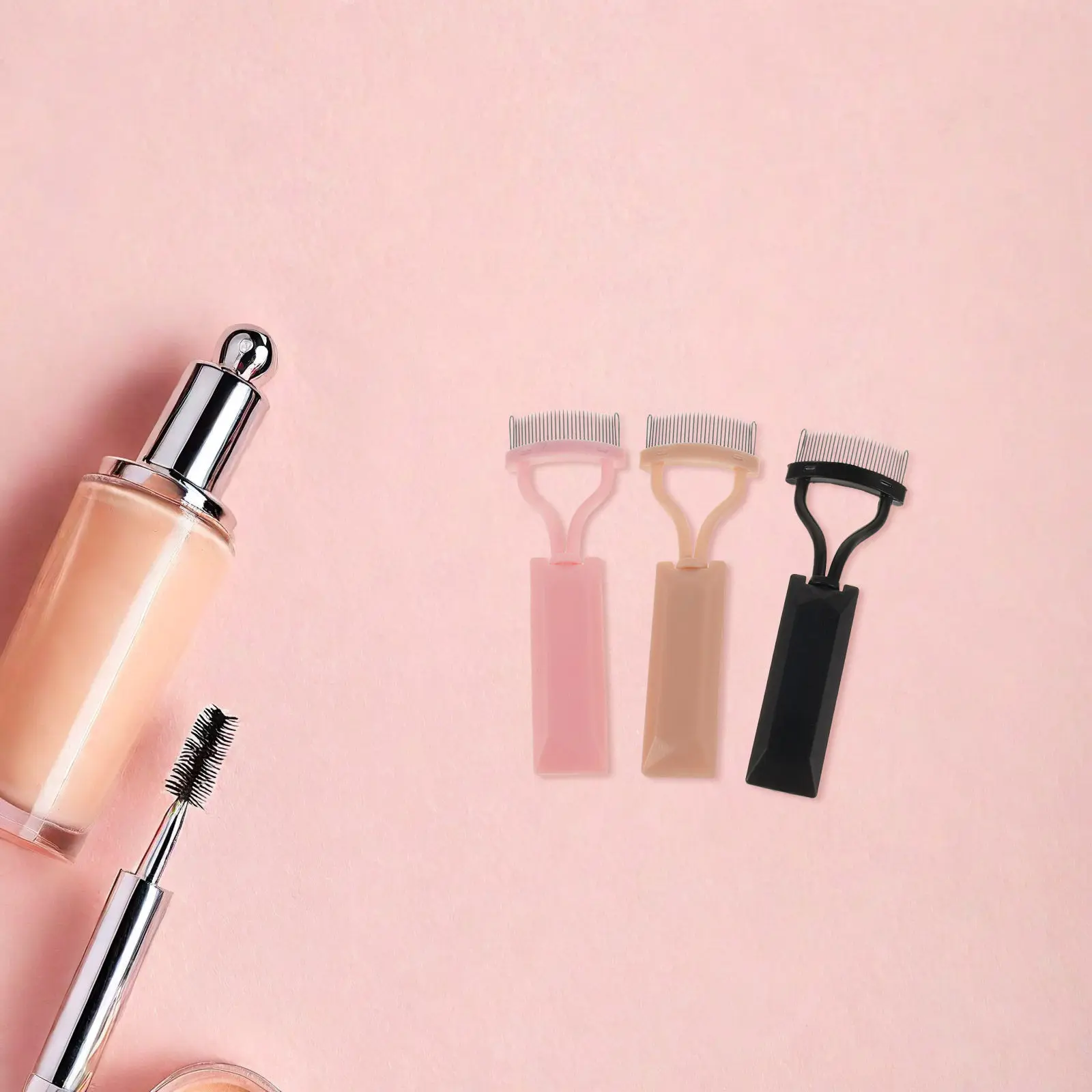 3Pcs Eyelash Separator Tool Metal Lash Comb Anti-Slip Handle Portable Eyelash Grooming Makeup Lash Application Tool