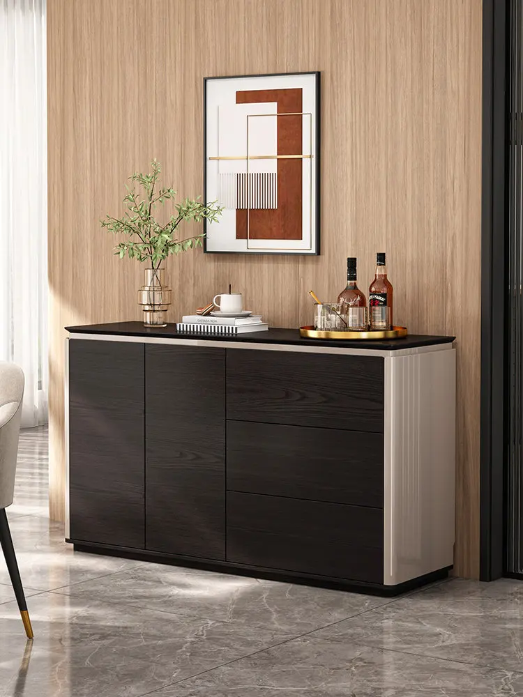 

Буфет, тумба для гостиной, шкаф-кладовка, пристенный шкаф для хранения, черный цвет, напольный.