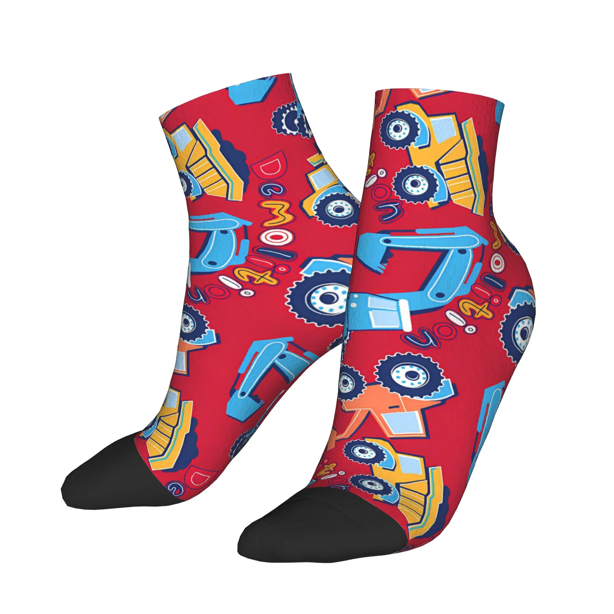 

Excavator Construction Truck Print Ankle Socks Anti Skid Soft Outdoor Sports Socks For Adults Men Summer Trendy Pattern Sock
