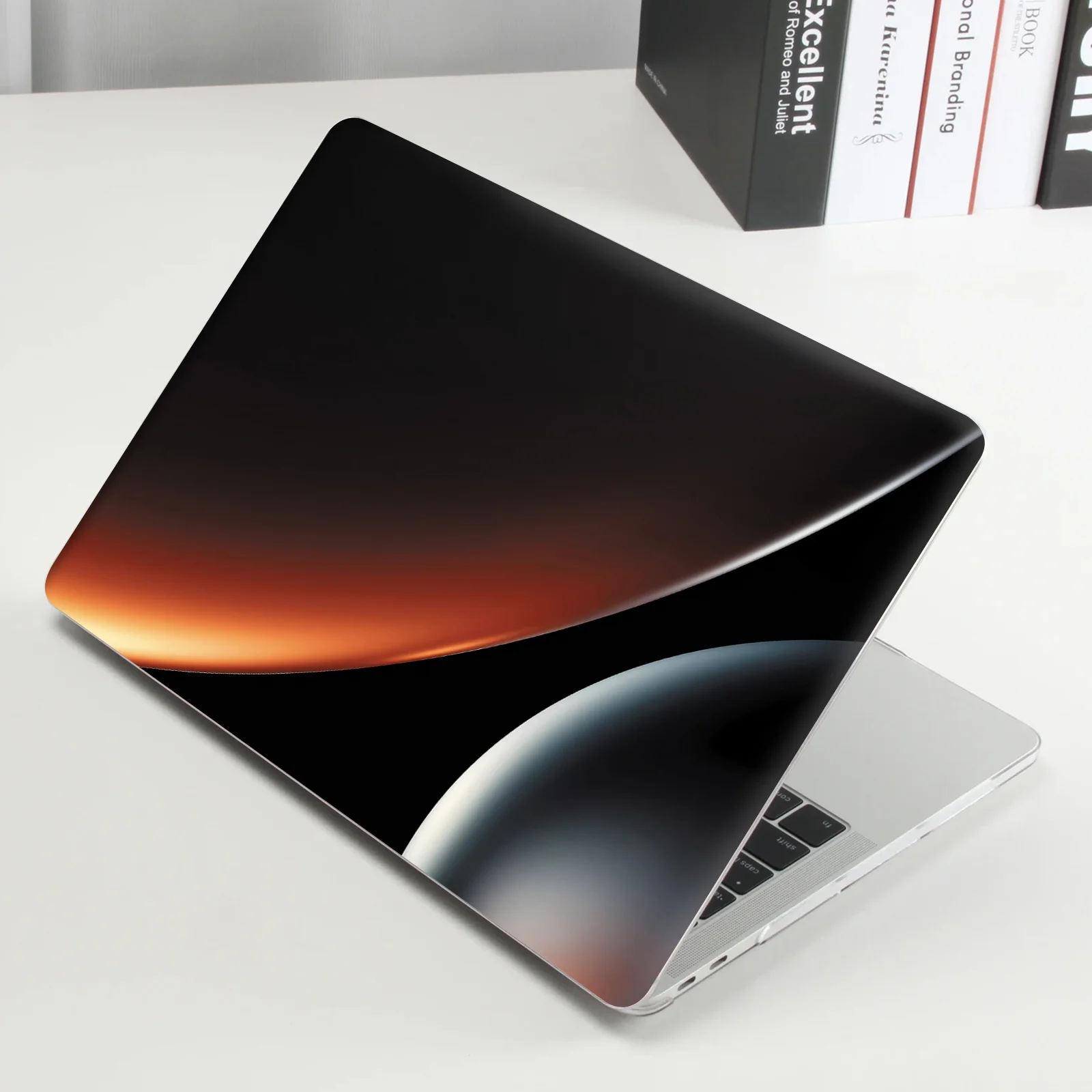 

2-Pack A+C Side Rendered Laptop Skin Stickers, Vibrant Color PVC Self-Adhesive Removable Decal for Notebook Shell Decoration