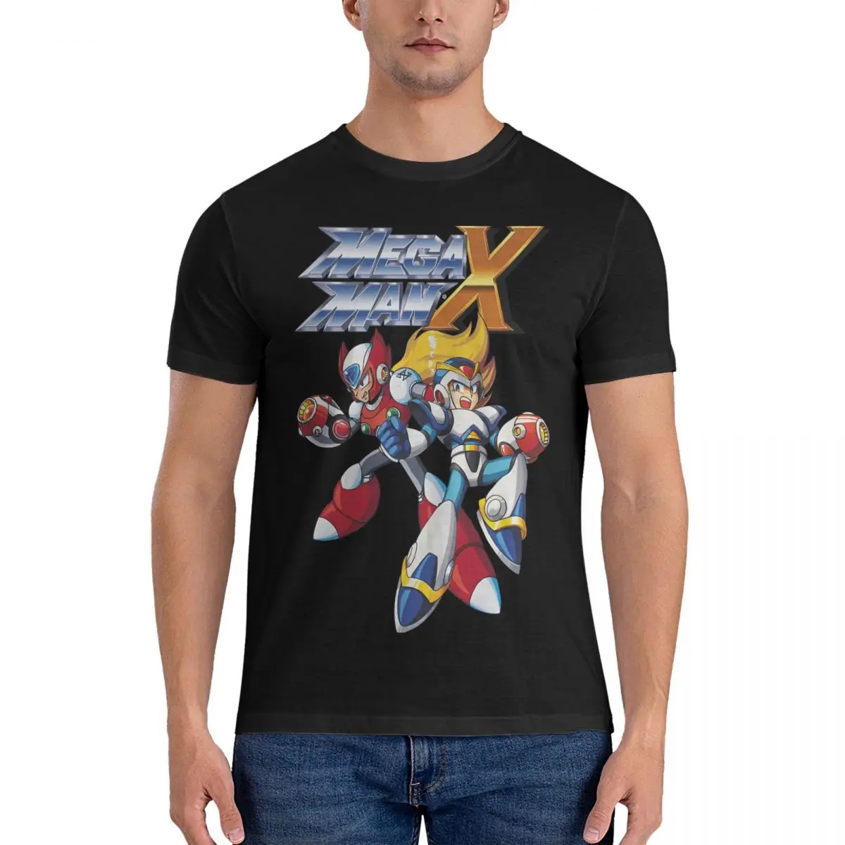 Mega Man X1 T Shirts Men\'s Cotton Novelty T-Shirts Crewneck Megaman Tee Shirt Short Sleeve Clothes Printing