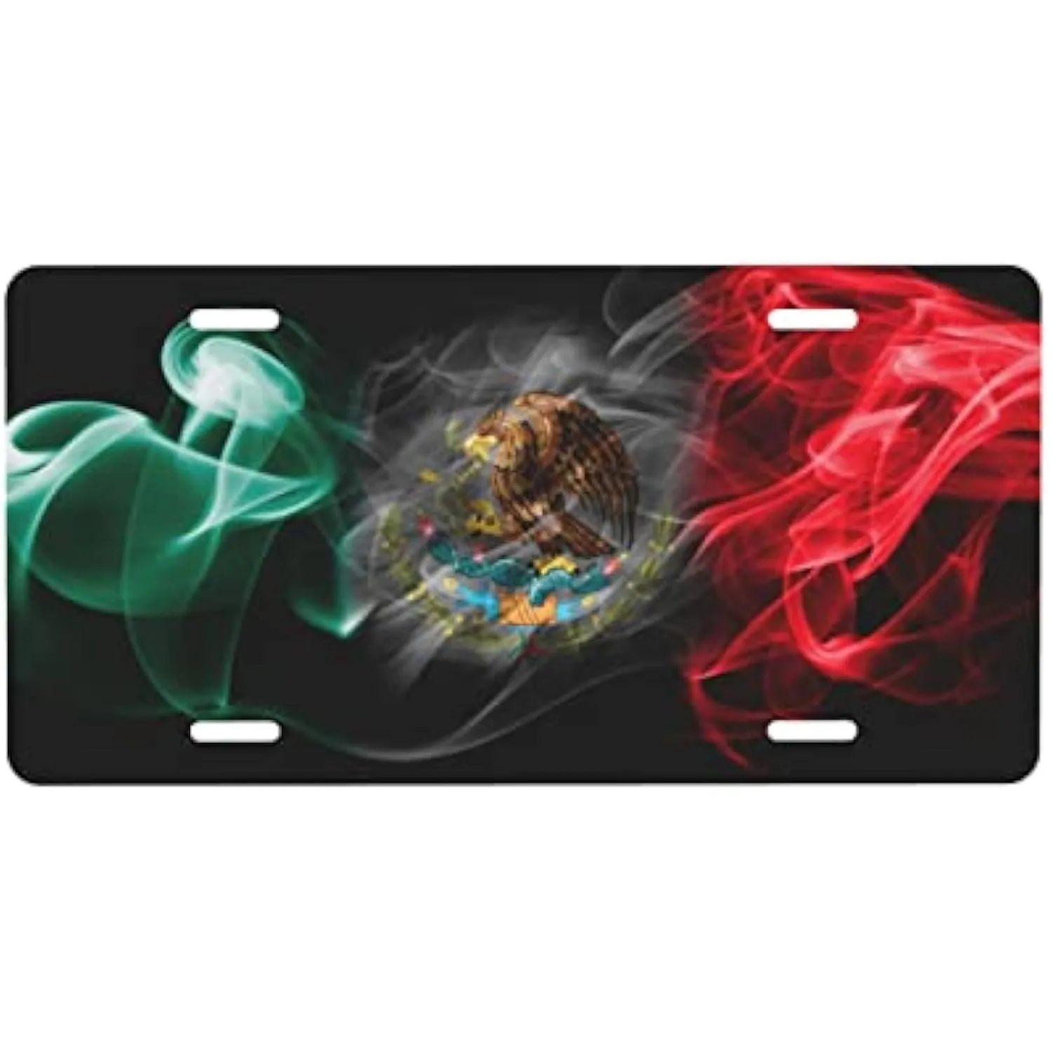 

Mexico Flag Smoke Design License Plate Cover Metal Vanity Tag for SUV Sedan Truck Decoration