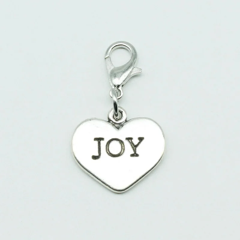 20pcs/lot Mix Heart Hope Love Faith Joy Dangle Charms Lobster Clasp Charms Diy Jewelry Accessory for Bracelets Hanging Charms