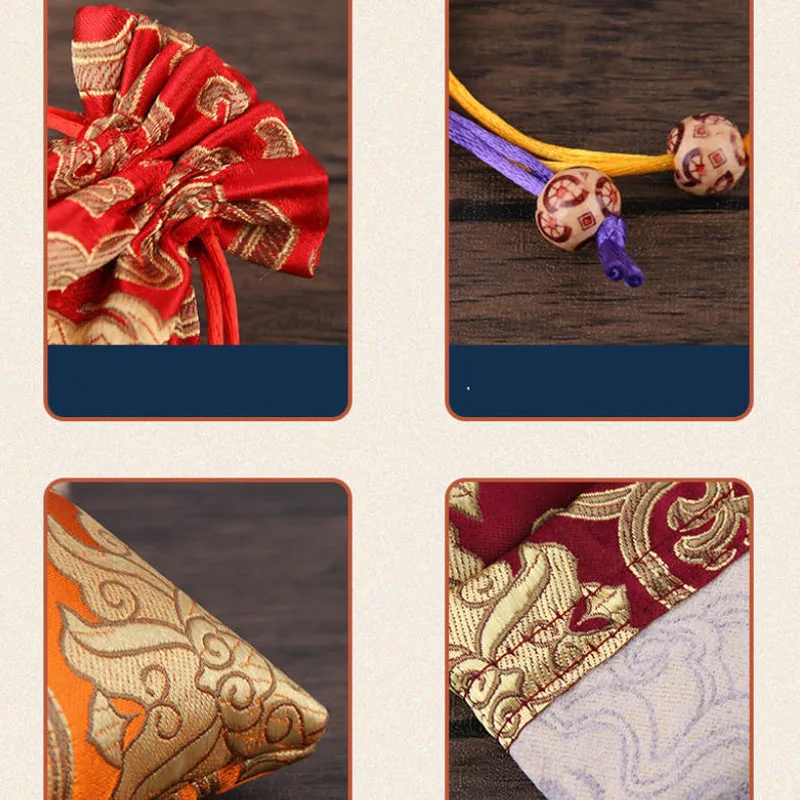 20pcs/Lot 12*15cm Chinese Style Peony Flower Ancient Sachets Satin Drawstring Pouches Handmade Brocade Pouch Storage Bags