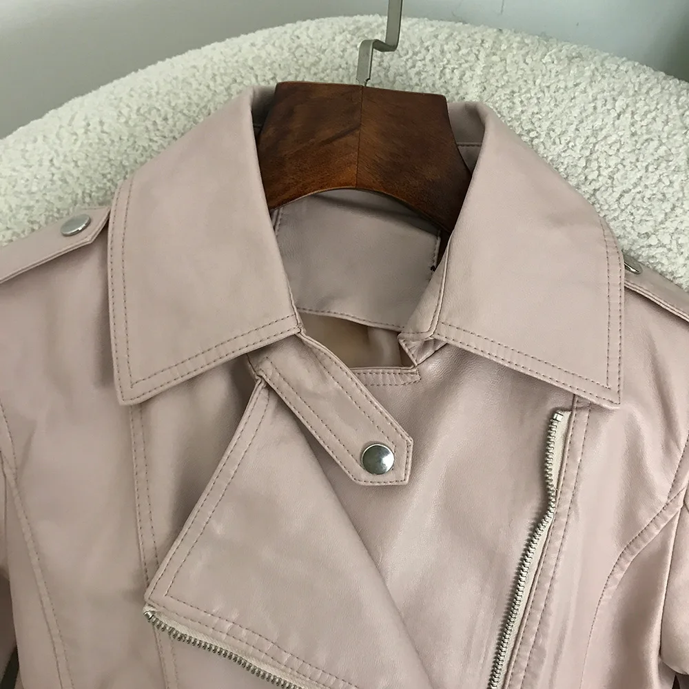 Chaqueta de cuero para mujer, abrigo corto de moda, versión coreana, ajustado y adelgazante, primavera y otoño, novedad de 2024