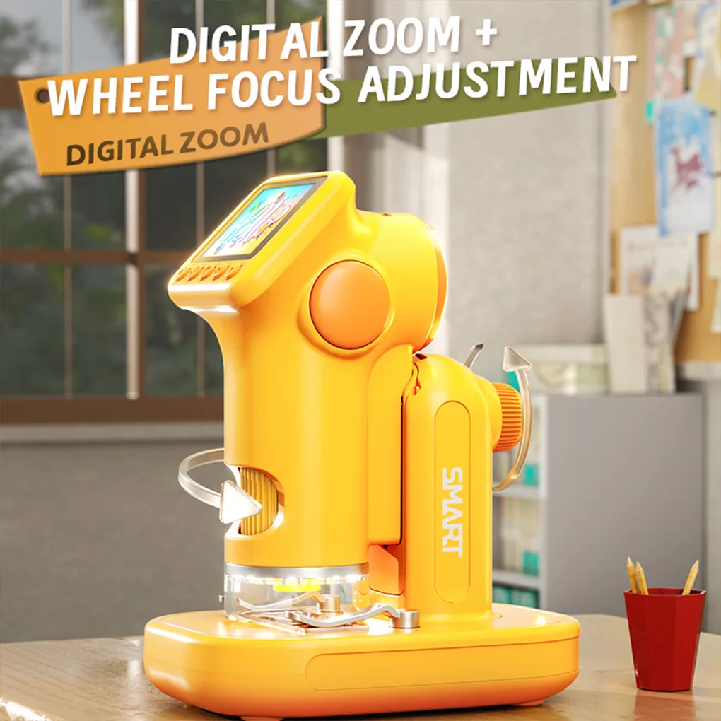 

Microscope with Base for Kids 1000X Handheld Telescope 2.0" Screen HD Screen Rechargeable LED Pocket Digital Microscope