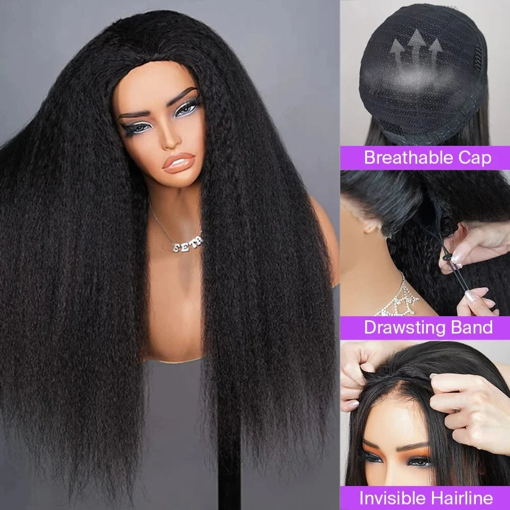 شعر بشري مفرود غريب 250 كثافة 3 في 1 نصف باروكة خط شعر طبيعي لا حاجة للغراء ملابس منتفخة مسبقًا ونصف شعر مستعار للنساء