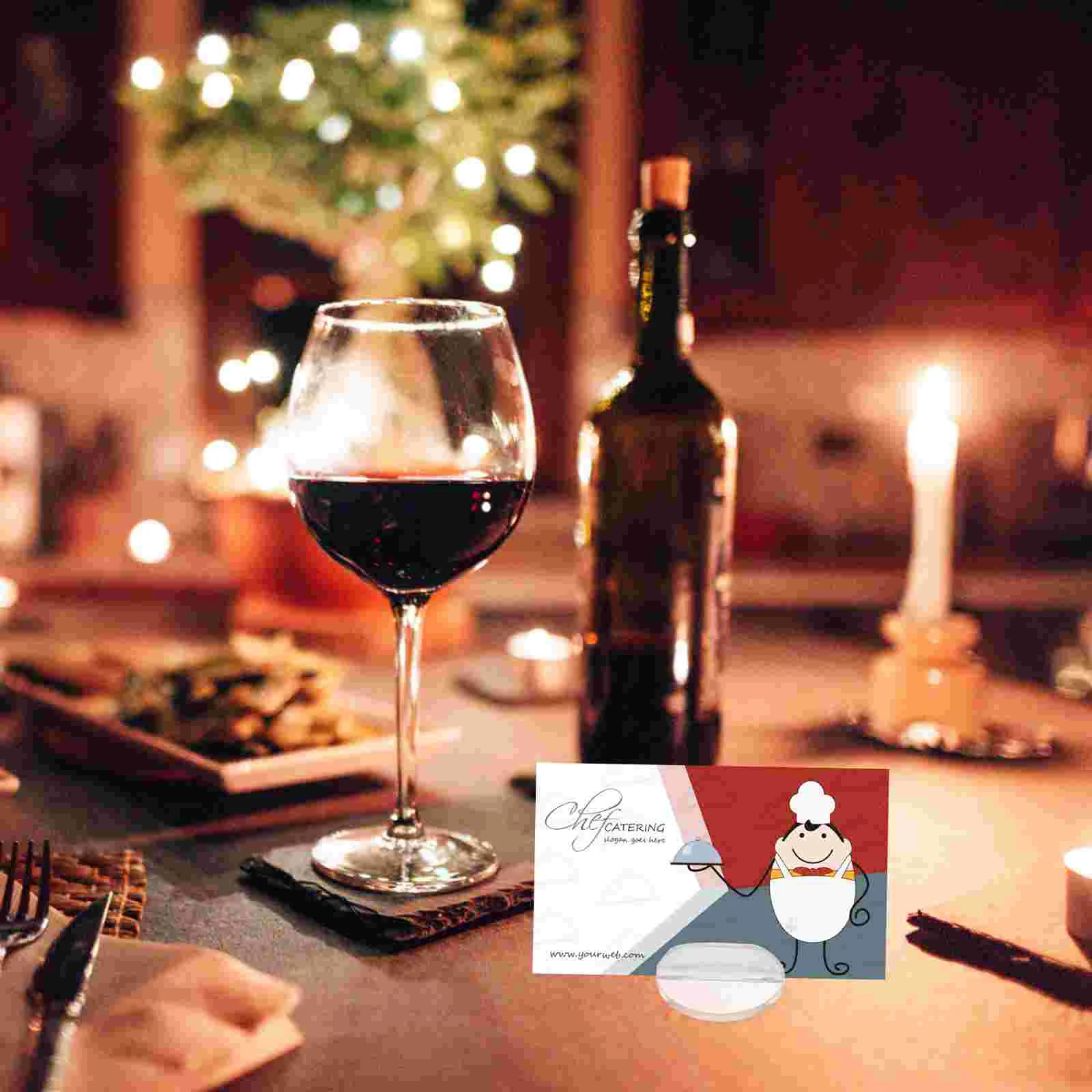 50 Pcs Round Transparent Card Holder Piles Game Business Display Pocket Multiple Table Number