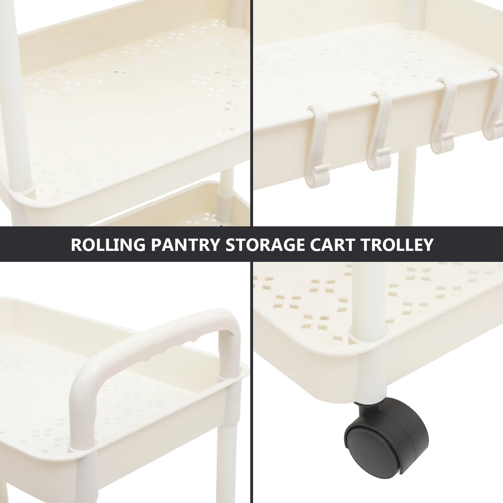 

3 Tier Rolling Storage Cart Black Kitchen Spice Rack Utility Carts Shelves Pantry Organizer Bathroom Trolley Stand Multi Layer