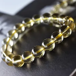 Natural Yellow Citrine Quartz Bracelet Clear Round Beads Woman Men Lemon Citrine Beads Crystal 10mm 11mm 12mm 13mm AAAAA