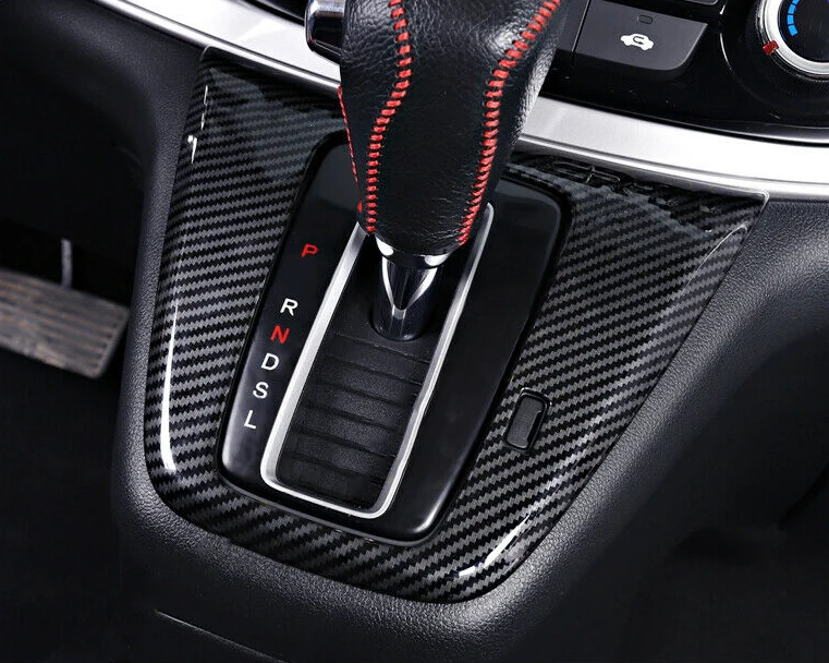 Inner Gear Shift Panel Decoration Trim Cover Black Carbon Fiber Style Plastic Fit for Honda CRV CR-V 2012 2013 2014 2015 2016