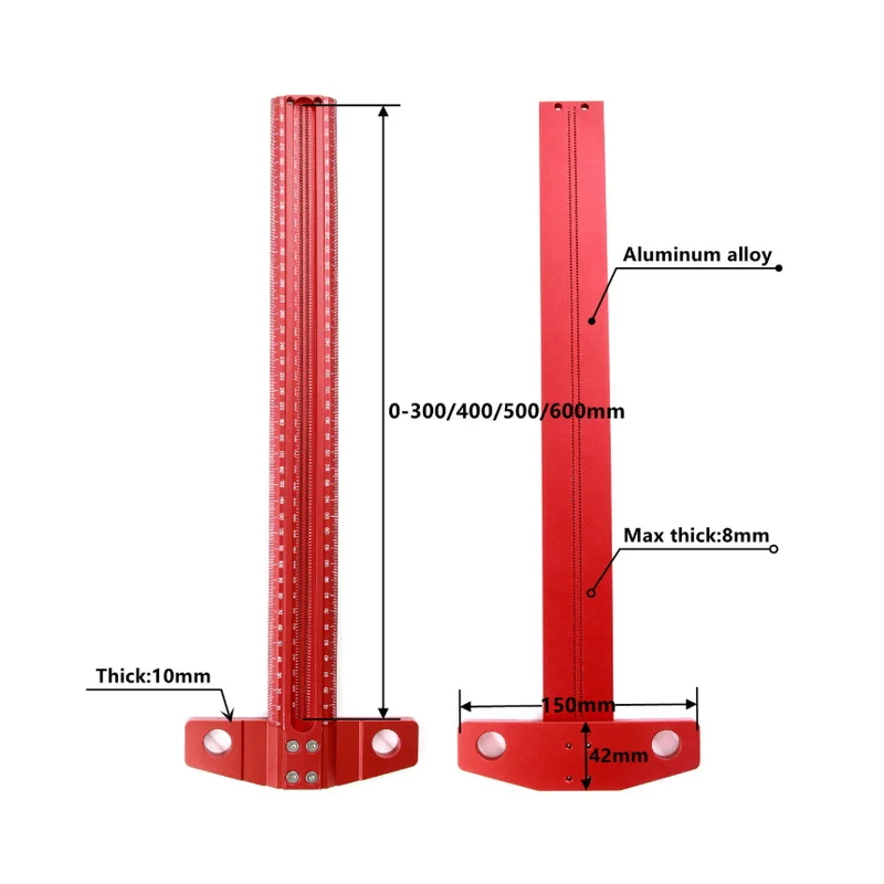 400/500/مم النجارة مربع 1 مللي متر لكل ثقب بمناسبة مقياس سبائك الألومنيوم 90 درجة T حاكم الخطاط للنجارين #6