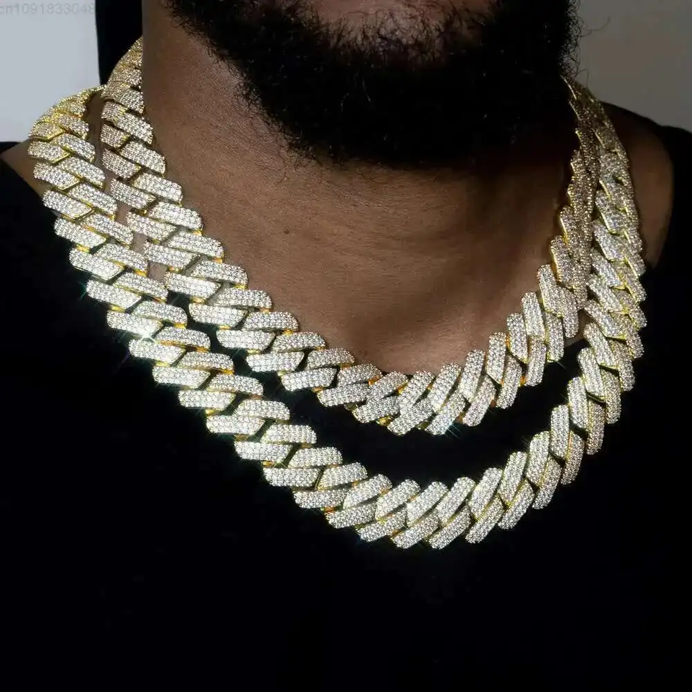 

Redoors Hip-hop Style Real Moissanite Diamond Miami Cuban Link Chain 18mm 10k White Gold Necklace