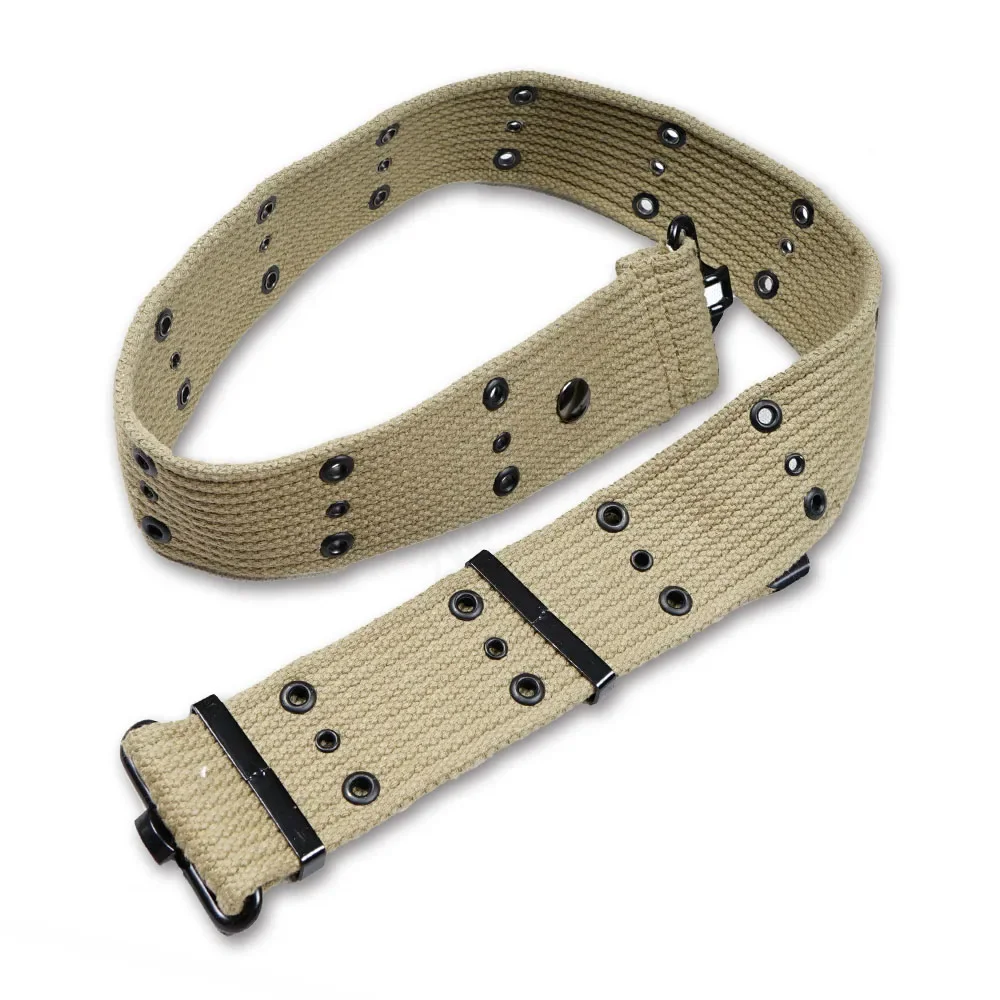 WWII US ARMY WEBBING EQUIPMENT CANVAS STRAP M1936 PISTOL BELT KHAKI OUTDOOR