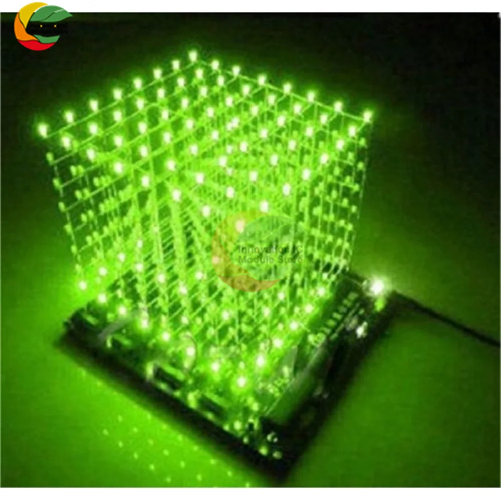 3D 8X8X8 Màu Khối Lập Phương DIY Bộ 8X8X8Mm Led Cube phần Âm Nhạc Máy Tính Phổ Vi Điều Khiển Điện Tử DIY Bộ Sản Phẩm Làm