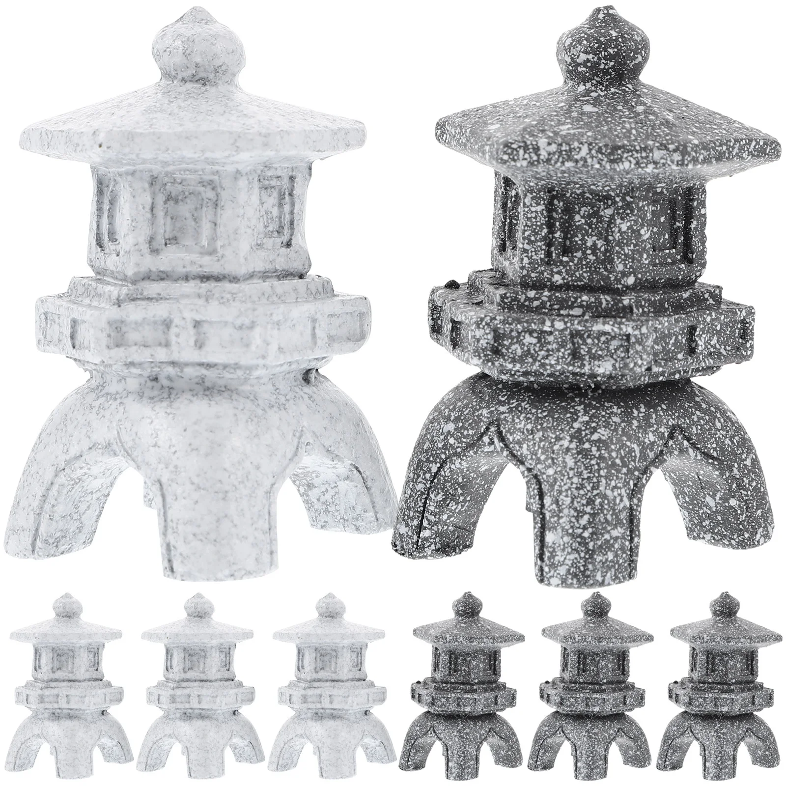 

8 Pcs Bonsai Decoration Miniature Japanese Lantern Ornament Garden Sculptures Statues