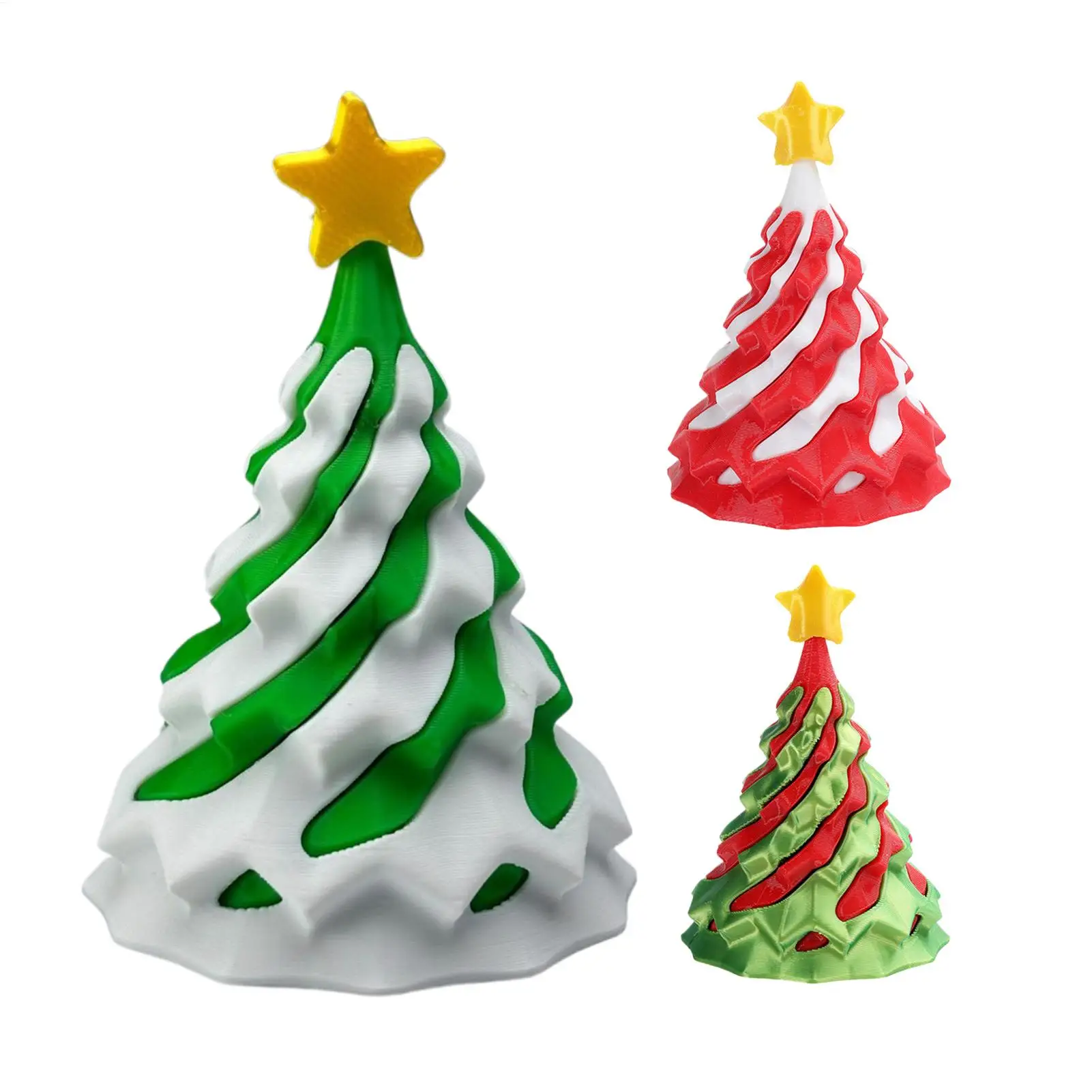 3D Printed Colorful Christmas Tree Spiral Stack Impossible Cone Stress Anxiety Relief Home Office Desk Decor Gift Dining Table