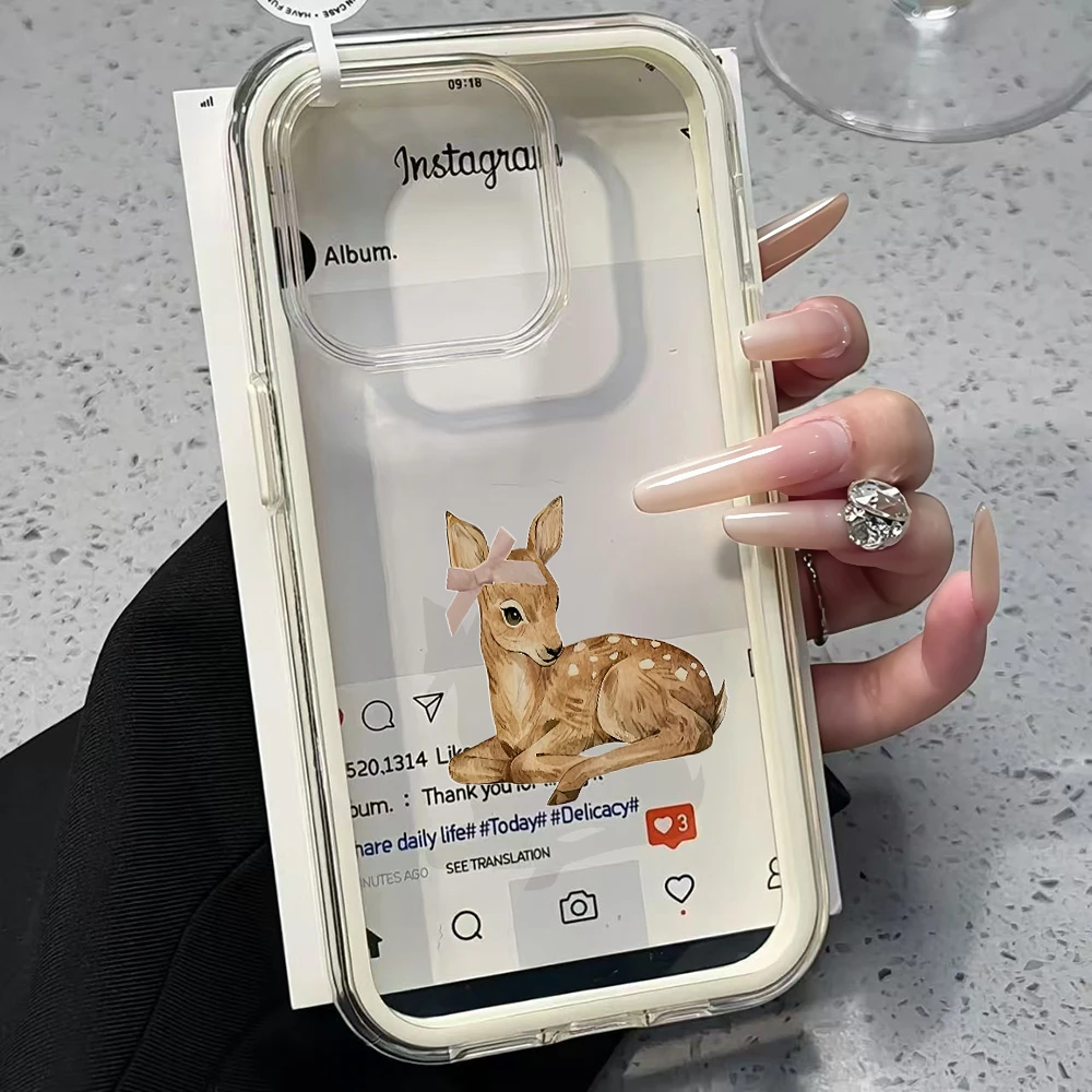Cartoon-Hirsch-Handyhüllen für Samsung Galaxy S26 Ultra S25 S24 edge s22 s23 Plus FE A57 A54 A55 A16 A35 A36 A37 5G Transparente Hülle – Detail 4