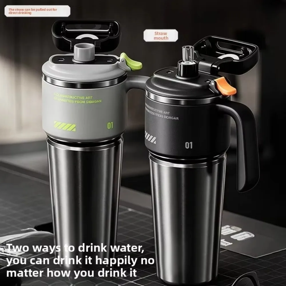 304 Stainless Steel Sports Insulated Bottle One-Click Open Lid Built-in Straw Insulated Water Bottle Quick-Open Straw