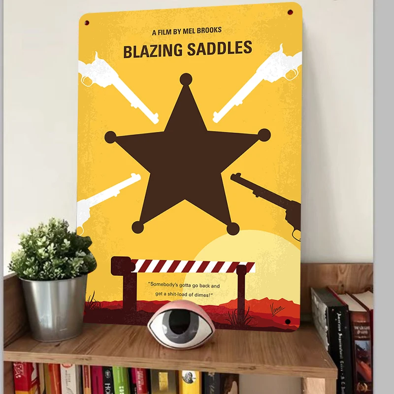 Blazing Saddles Movie Poster Metal Tin Sign Vintage Western Decor for Home Bar Wall Art