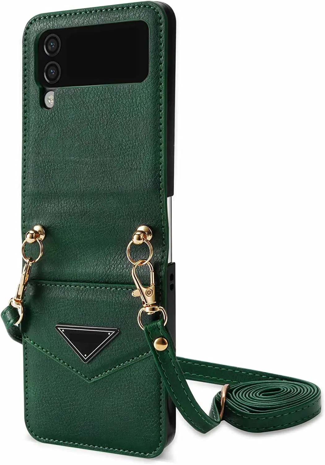 

Crossbody Lanyard Case for Samsung Galaxy Z Flip 4/3, PU Leather Wallet Case with Card Slots Flip Protective Cover with Chain