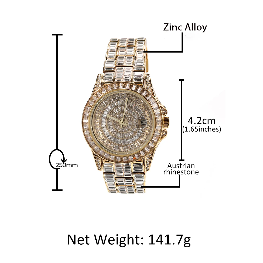 THE BLING KING Men Women\'s Watch Iced Out Quartz Clock Luxury Top Quality Rhinestone Automatic Business Waterproof Wrist Watches