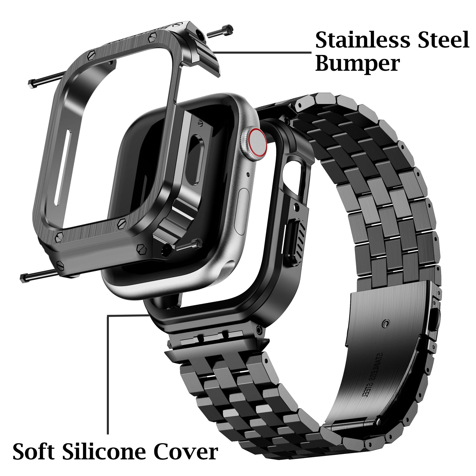 Stainless Steel Strap For Apple Watch Band 49mm 45mm 44mm (not watch)Bumper Cover Accessories iwatch ultra series 7 6 SE 8+Case