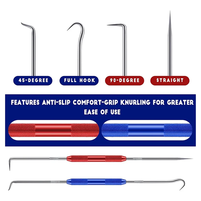 

A02F-8 Pcs Double Pointed Scriber, Metal Scribe Tool Hook & Pick Tool Set Straight 45 Degree 90 Degree Tip Marking Tool