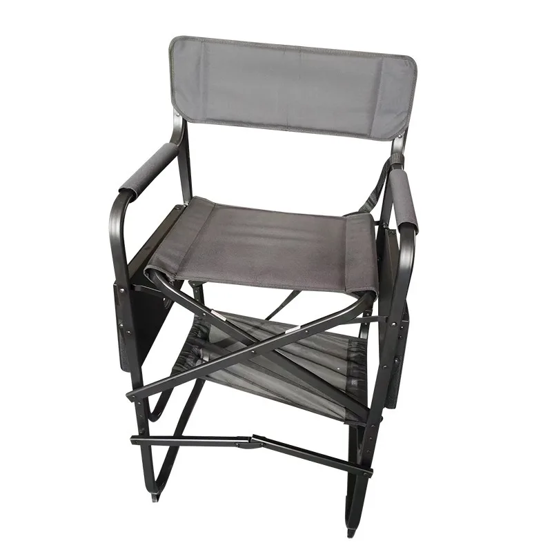 Outdoor aluminum alloy makeup folding chair, high backrest multi-functional portable chair, folding director chair