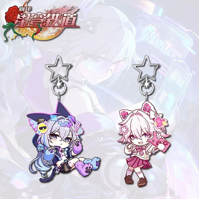 Game Honkai Star Rail Evanescia Silver Wolf Cosplay Keychain Kawaii Acrylic Pendant Keyring Key Chain Bag Accessories Prop