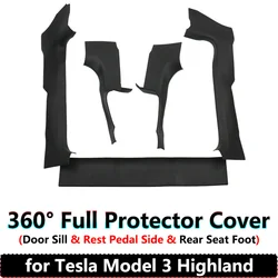 For Tesla Model 3 Highland 2024 Anti-kick Protector Cover Front Rear Door Sill Guard Under Seat Side Protect Pad TPE Accessories