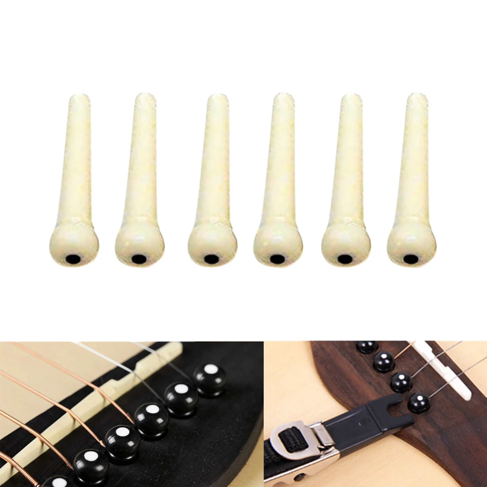 Set 6pcs Black Ebony Bridge Pins with Shell Dots for Enhancing Your Guitar’s Appearance Acoustic Guitar Quality