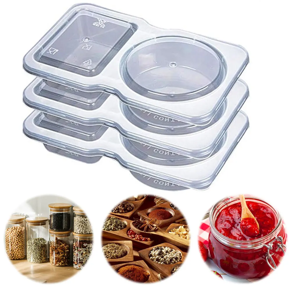 

Double Compartment Snack Containers Plastic Sauce Containers Disposable Dipping Containers for To-go Sauce Sampling Travel Snack