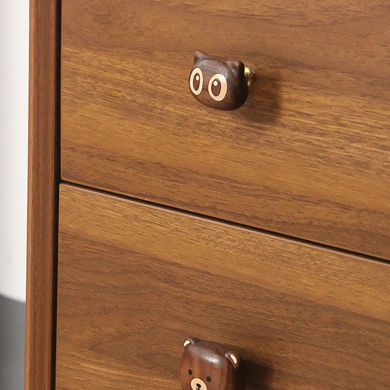 Solid Wood Splicing dog Shaped Cabinet Knob, Cat Animal Drawer Pull, Single Hole Furniture Handle Little Devil for Cupboard
