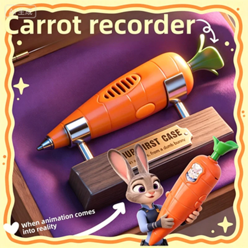 */Carrot Voice Recorder Electronic Sound Toy Can Write Graffiti Ballpoint Pen Novelty Voice Recorder Pen Gift
