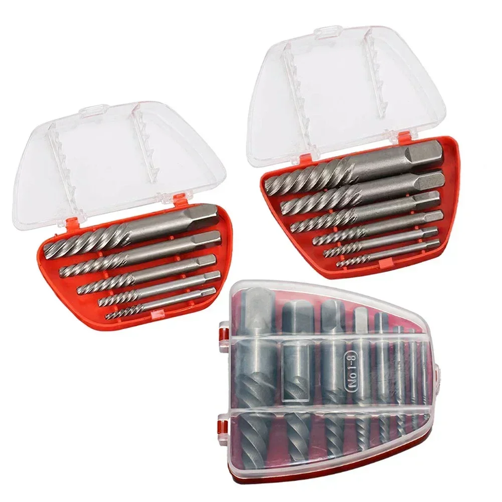 5/6/8Pcs Screw Extractor Metal Drill Bit Set Damaged Screws Remover Extractor Woodworking Tools Broken Bolt Water Pipe Extractor