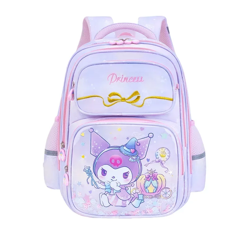 Sanrio Kulomi cartoon cute schoolbag jade cinnamon dog bow gradual change printing large capacity backpack