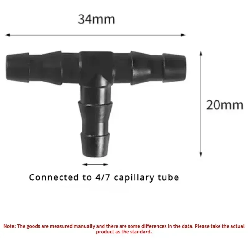50PCS Barb Tee Connector 1/4 Inch Hose Garden Lawn Watering Irrigation Connector 4/7 Mm Hose Connector