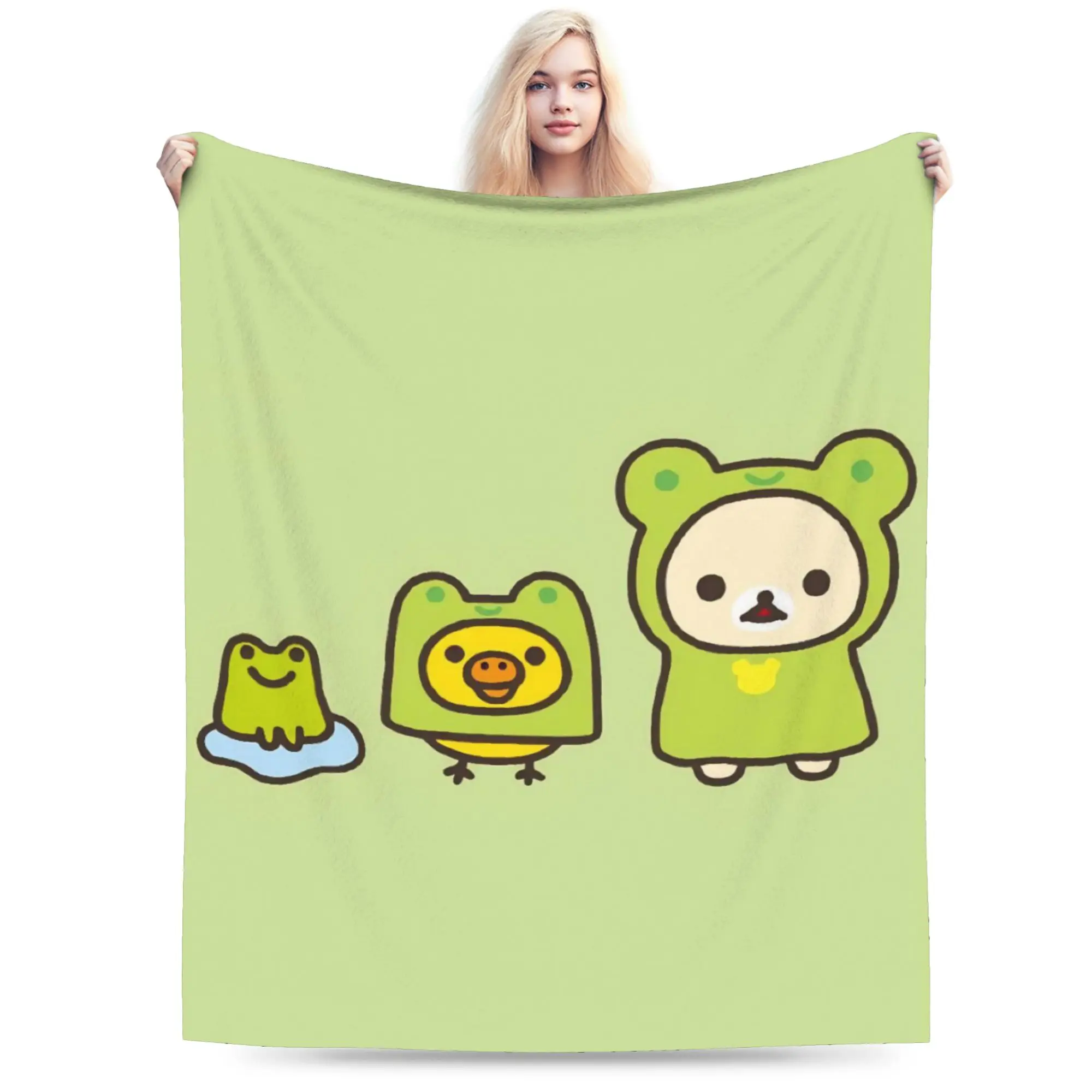 R-Rilakkumas Cartoo Blanket Multi-size Warm Cozy Fluffy  Throw Blankets for Sofa Couch and Bed