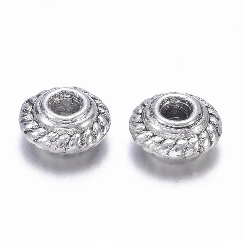 100pcs Tibetan Style Alloy Loose Spacers Bead Metal Beads for Jewelry Making DIY Bracelet Necklace 5x3mm Hole:1.5mm