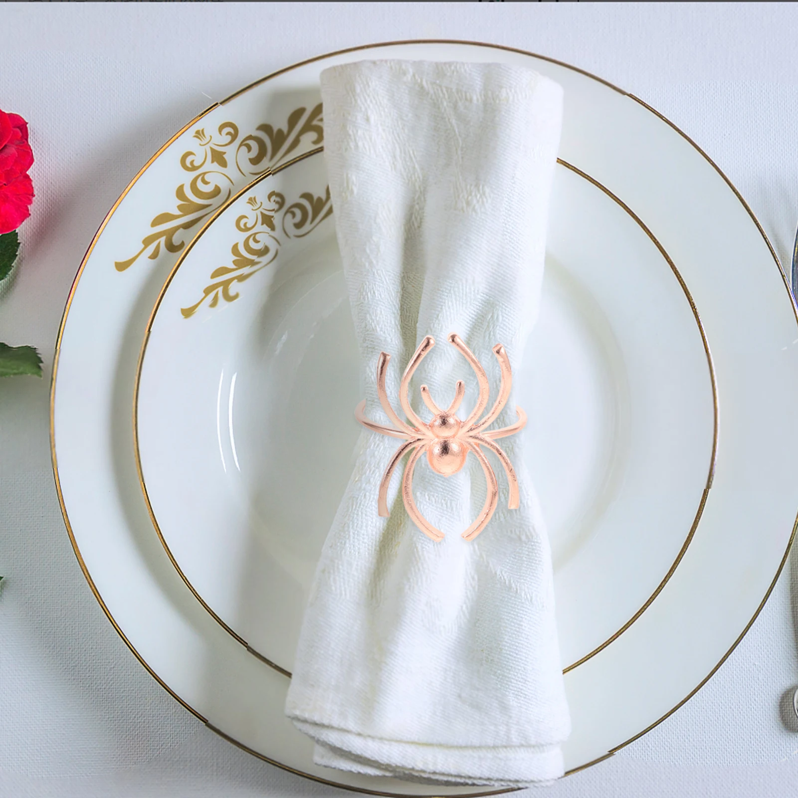 

6 Pcs Napkin Ring Scary Spider Design Halloween Serviette Buckles Restaurant Home Decoration Kitchen Bar Accessories