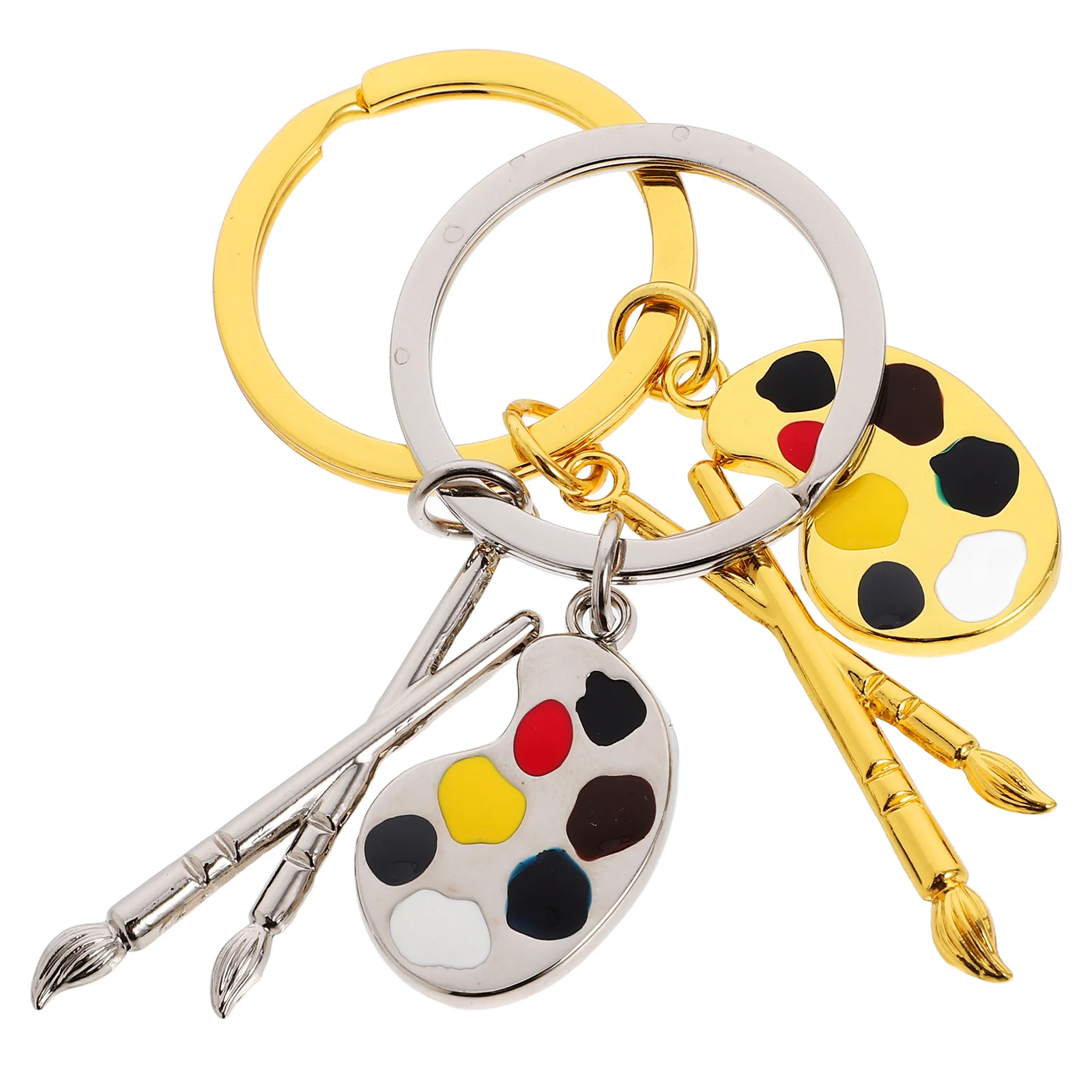 

2 Pcs Painting Pen Keychain Pendant for Boyfriend Girl Creative Metal Car Bag Decoration Student Keys