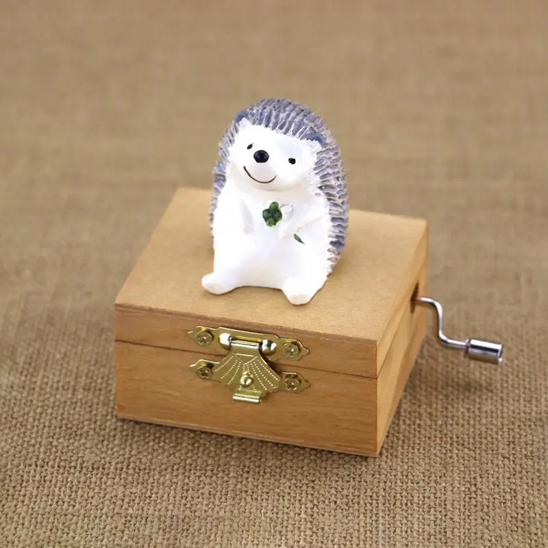 Orso gatto cane scimmia riccio animali adorabili carillon regalo In legno a manovella per bambini decorazione della casa castello nel cielo