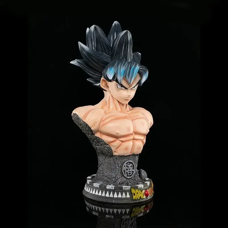 45cm Duża figurka Dragon Ball Z Son Goku Popiersie Figurka akcji Czarne białe włosy Kolekcja modeli Statuetka z żywicy Lalka Zabawka Ozdoba