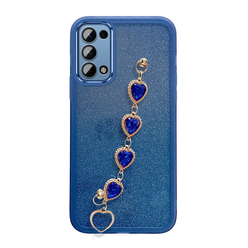 Luxury Crystal Chain Case For Reno5,Wrist Bracelet Cover For OPPO Reno5 A98 A77 A78 5G Realme 11 C55 C35 C33 Case Glitter Fundas