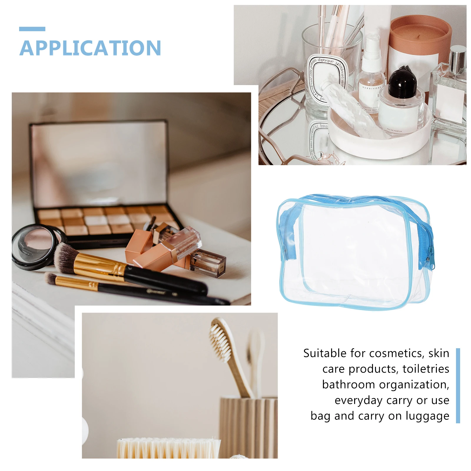 

5pcs Candy Color PVC Transparent Storage Bag Thick ganizer Travel Toiletry Pouch for Women Clear Makeup Bags